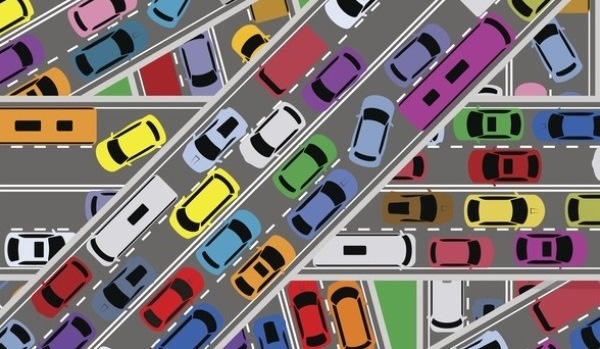 heavy traffic interchange