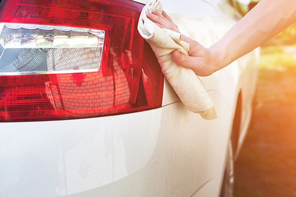 Drying car with towel