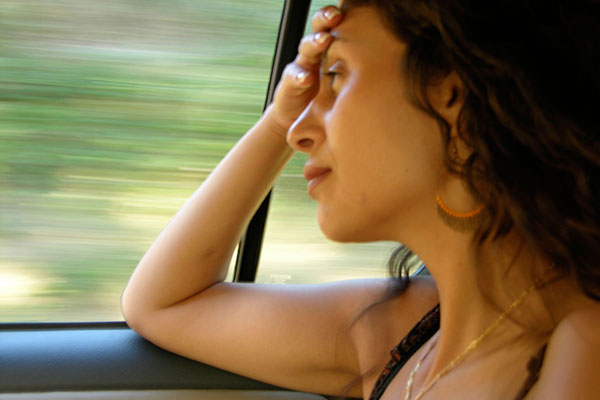 nauseous female passenger